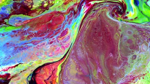 Abstract Colors Flowing in Paint