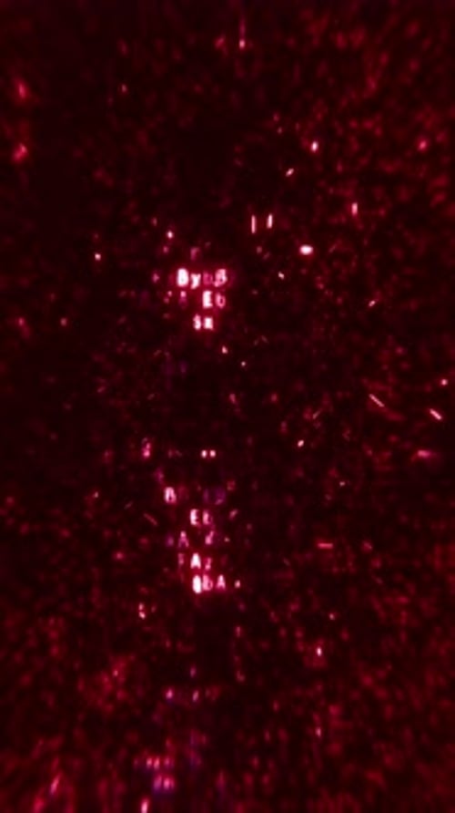 Abstract Vertical Red Glitched Crypto Mining Artificial Intelligence Chaos Hex Code Loop Background