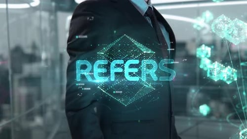 Empresario con referencia concepto de holograma