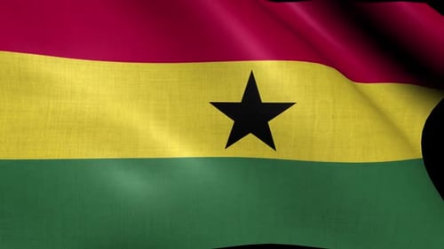 Ghana National Flag Waving in Wind