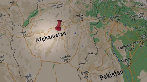 3D Animated Map Pin Drop Locating Afghanistan Country