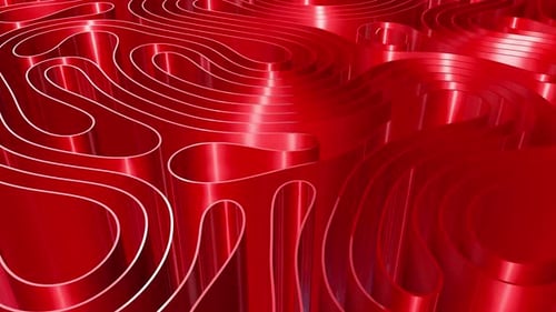 Abstract Red Wavy Lines Fluid Motion Background