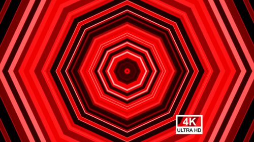 Tunnel octogonal rouge 4K