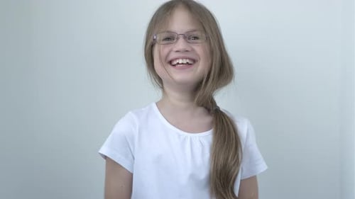 Girl with Glasses Laughing