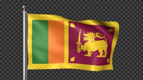 Waving Sri Lanka Flag Realistic 3D Loop Animation