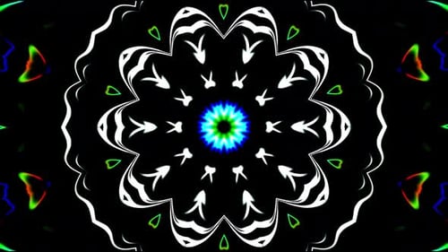 bright light that regulates colorful movements with flower shapes, black backgrounds
