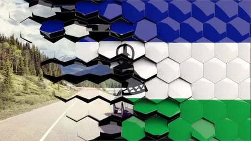 Lesotho Flag Hexagon Transition - 4K Resolution