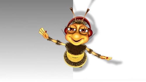 Animated Happy Bee Character with Headphones Greeting