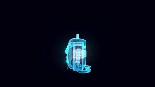 Futuristic Wireframe Satchel Hologram Rotating Display