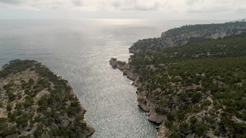 Drone footage of calanque in Cassis, south of France
