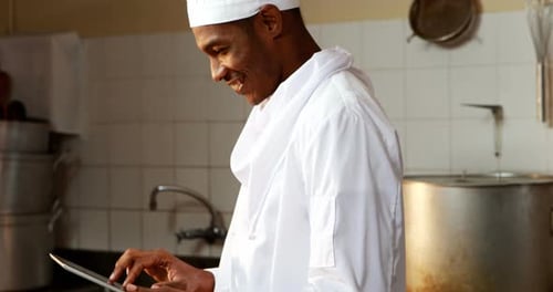 Chef using digital tablet