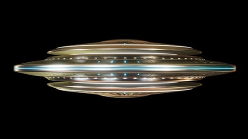 Futuristic UFO Flying Saucer Animation with Glowing Lights