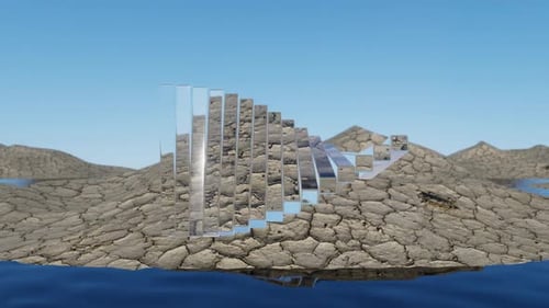 Abstract Rotating Glass Bars Reveal Animation