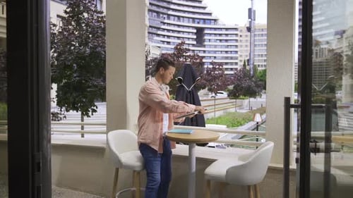 Freelance work in cafe.