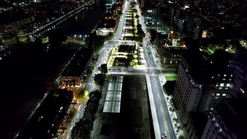 Buenos Aires Argentina. Night cityscape landscape of tourism landmark.