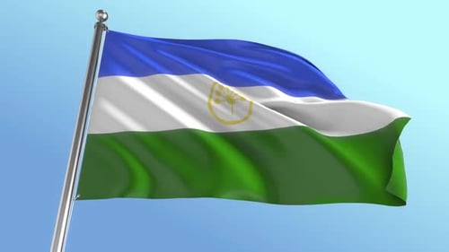 Bashkortostan Republic Flag Waving in Realistic Seamless Loop
