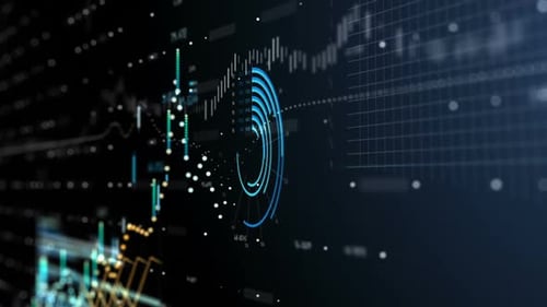 Futuristic Digital Business Data Display Animation