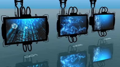 Futuristic Data Network on Animated Screens