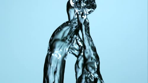 Water Streams Intertwining on Blue Background