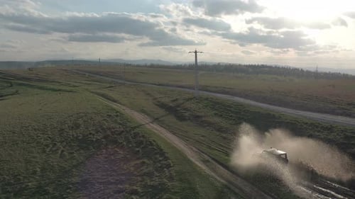 Aerial view of a truck off-roading