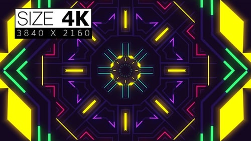 Abstract Neon Geometric Tunnel Loop Background