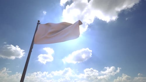 Weiße Flagge auf einem Fahnenmast V4 - 4K