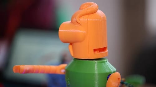 Close Up of Colorful Toy Robot Turning