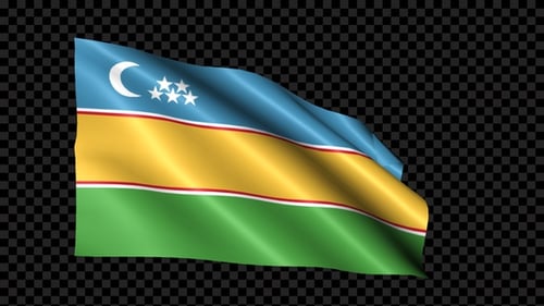 Drapeau du Karakalpakistan soufflant dans le vent