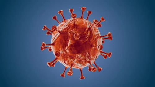 3D Red Virus Cell Rotating Medical Science Animation