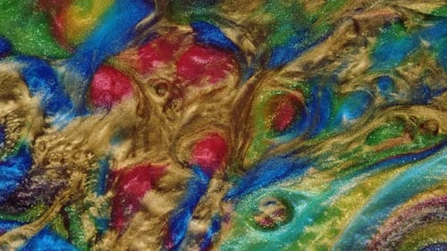 Abstract Multicolored Liquid with Swirling Patterns