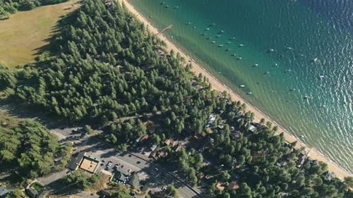 Lake Tahoe, daytime landscape, big rocks along lake coast