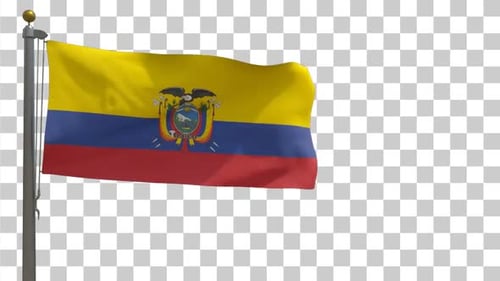 Ecuador Flag Waving in Wind with Alpha Channel