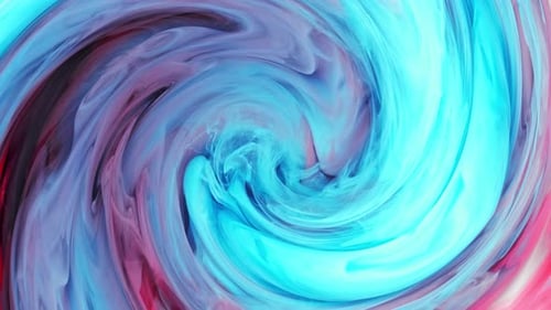 Fluid Art, Red and Deep Blue Violet Ink in the Background of Water on a White Background, While