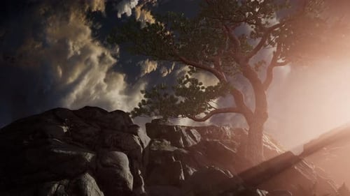 Beautiful View Above Cloudscape and Mountains