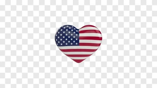 USA Flag Heart 3D Rotation Animation