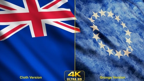 Cook Islands Flag Waving Animation with Clean and Grunge Styles