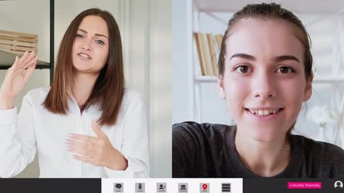 Two Young Women Chatting on a Video Call