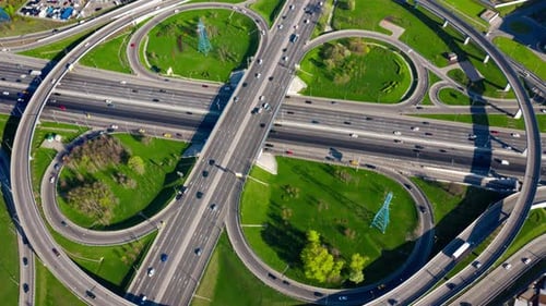 Freeway Intersection Traffic Trails in Moscow