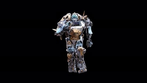 Futuristic 3D Metallic Robot Character Walking Animation