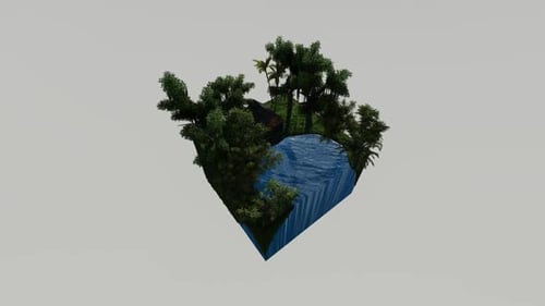 Casa isométrica en medio de la naturaleza durante el día