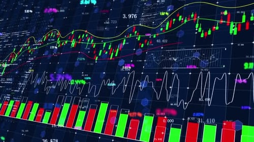 Gráfico de tendencias del mercado de valores fintech Gráfico de datos