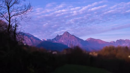 Timelapse of the Italian Alps at sunset