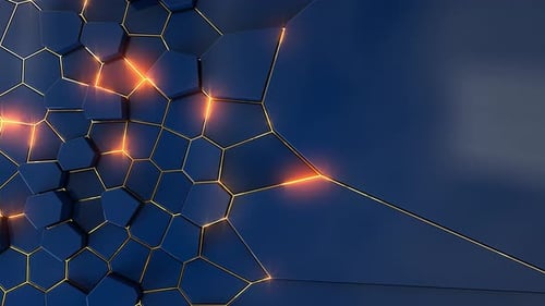 abstrakter blauer knackiger glühender Rundfunknetzhintergrund