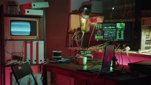 Professional Hacker Workplace Closeup