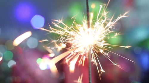 Sparkling Sparkler Burning in Festive Celebration Close Up