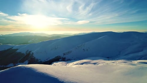 Majestic Snow Mountains Aerial Landscape at Sunrise