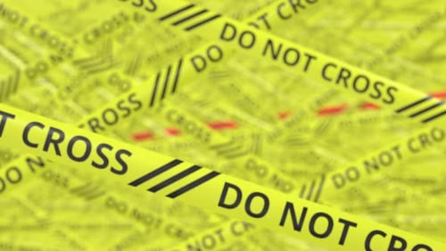 Cintas de advertencia con texto DO NOT CROSS y BIOHAZARD