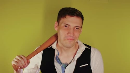 Young Adult Holding a Baseball Bat, Portrait