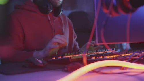 Unrecognizable Man Developing Computer Virus