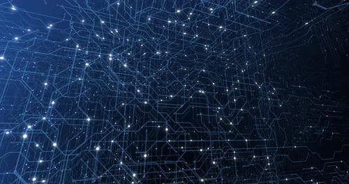 4K seamless loop of print circuit technology cyber and futuristic concept.